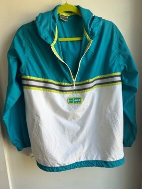90s Nike Teal, White & Lime Pullover Jacket